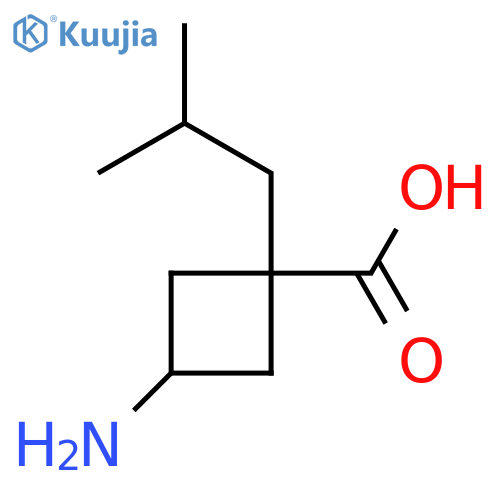 3-Amino-1-(2-methylpropyl)cyclobutane-1-carboxylic acid structure