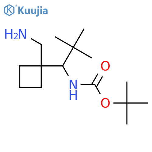 tert-butyl N-{1-1-(aminomethyl)cyclobutyl-2,2-dimethylpropyl}carbamate structure