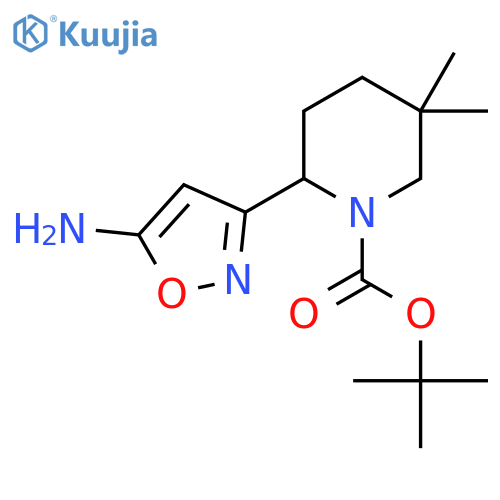 tert-butyl 2-(5-amino-1,2-oxazol-3-yl)-5,5-dimethylpiperidine-1-carboxylate structure