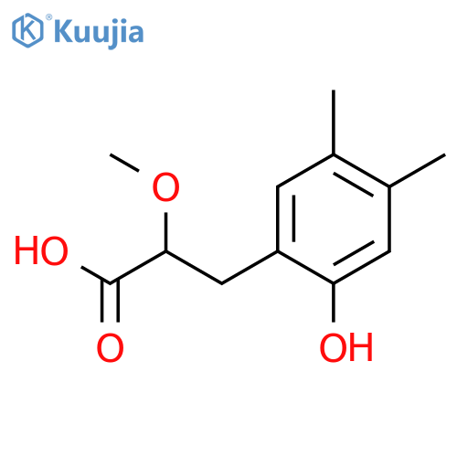 3-(2-hydroxy-4,5-dimethylphenyl)-2-methoxypropanoic acid structure