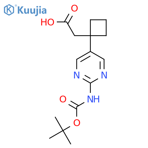 2-1-(2-{(tert-butoxy)carbonylamino}pyrimidin-5-yl)cyclobutylacetic acid structure