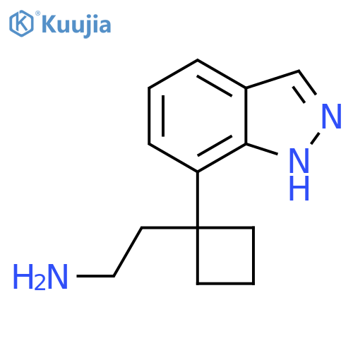 2-1-(1H-indazol-7-yl)cyclobutylethan-1-amine structure