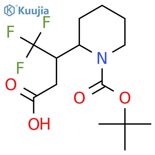 3-{1-(tert-butoxy)carbonylpiperidin-2-yl}-4,4,4-trifluorobutanoic acid structure