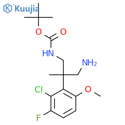 tert-butyl N-3-amino-2-(2-chloro-3-fluoro-6-methoxyphenyl)-2-methylpropylcarbamate structure