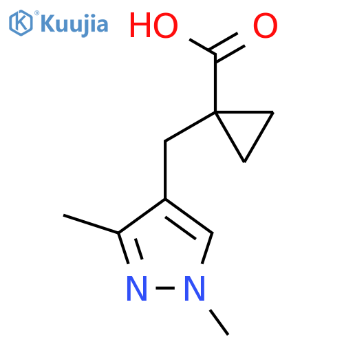 1-(1,3-dimethyl-1H-pyrazol-4-yl)methylcyclopropane-1-carboxylic acid structure