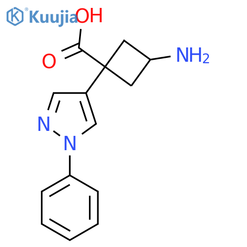 3-amino-1-(1-phenyl-1H-pyrazol-4-yl)cyclobutane-1-carboxylic acid structure
