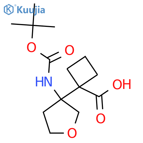1-(3-{(tert-butoxy)carbonylamino}oxolan-3-yl)cyclobutane-1-carboxylic acid structure