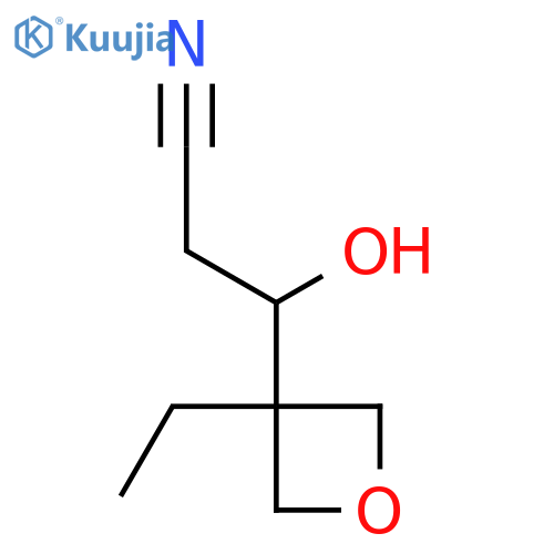 3-(3-ethyloxetan-3-yl)-3-hydroxypropanenitrile structure