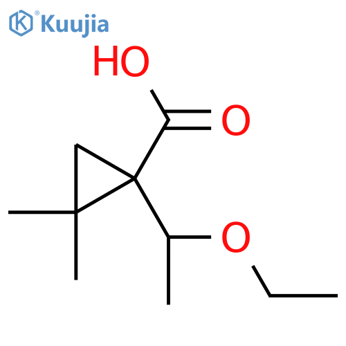1-(1-ethoxyethyl)-2,2-dimethylcyclopropane-1-carboxylic acid structure