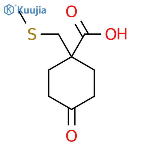 1-(methylsulfanyl)methyl-4-oxocyclohexane-1-carboxylic acid structure