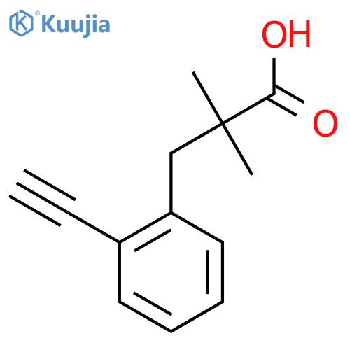 3-(2-ethynylphenyl)-2,2-dimethylpropanoic acid structure