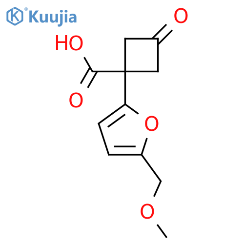 1-5-(methoxymethyl)furan-2-yl-3-oxocyclobutane-1-carboxylic acid structure