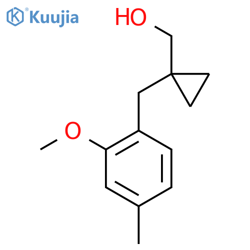 {1-(2-methoxy-4-methylphenyl)methylcyclopropyl}methanol structure