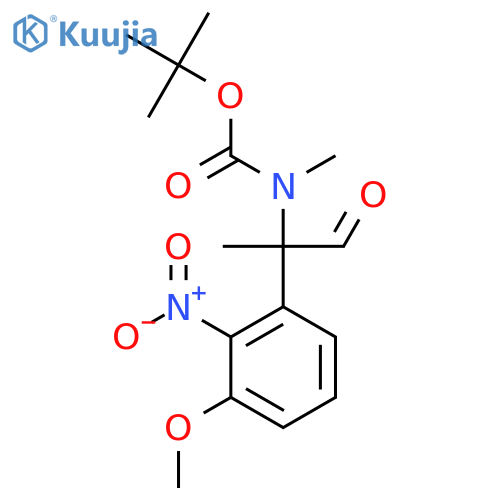 tert-butyl N-2-(3-methoxy-2-nitrophenyl)-1-oxopropan-2-yl-N-methylcarbamate structure