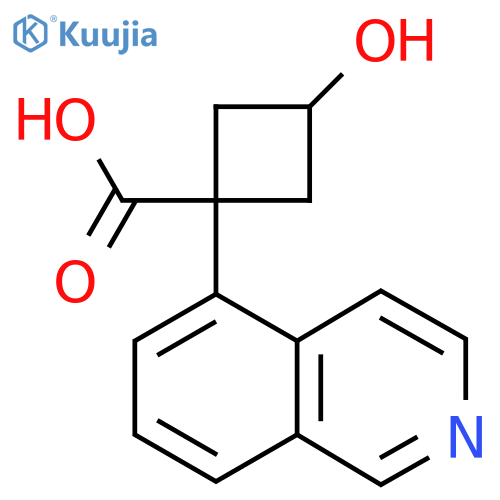 3-hydroxy-1-(isoquinolin-5-yl)cyclobutane-1-carboxylic acid structure