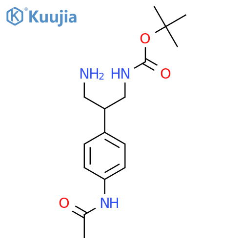 tert-butyl N-3-amino-2-(4-acetamidophenyl)propylcarbamate structure