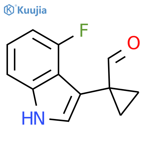 1-(4-fluoro-1H-indol-3-yl)cyclopropane-1-carbaldehyde structure