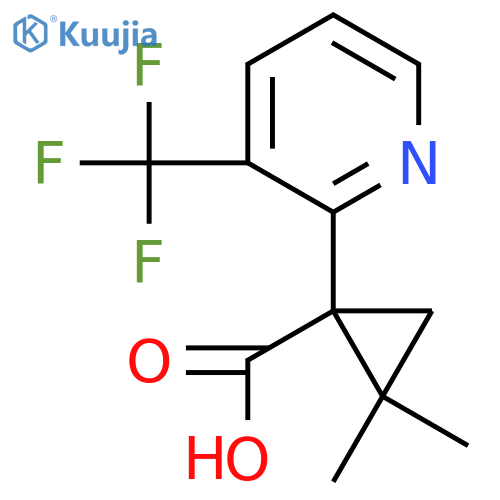 2,2-dimethyl-1-3-(trifluoromethyl)pyridin-2-ylcyclopropane-1-carboxylic acid structure