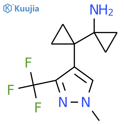 1-{1-1-methyl-3-(trifluoromethyl)-1H-pyrazol-4-ylcyclopropyl}cyclopropan-1-amine structure