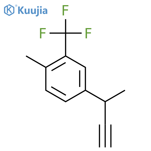 4-(but-3-yn-2-yl)-1-methyl-2-(trifluoromethyl)benzene structure
