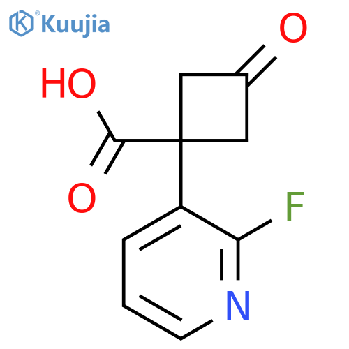 1-(2-fluoropyridin-3-yl)-3-oxocyclobutane-1-carboxylic acid structure