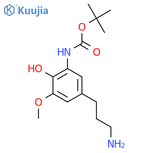 tert-butyl N-5-(3-aminopropyl)-2-hydroxy-3-methoxyphenylcarbamate structure