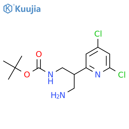 tert-butyl N-3-amino-2-(4,6-dichloropyridin-2-yl)propylcarbamate structure