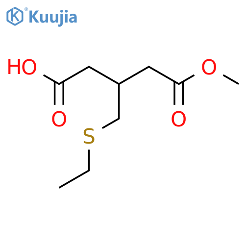 3-(ethylsulfanyl)methyl-5-methoxy-5-oxopentanoic acid structure