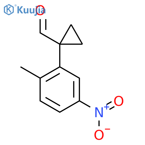 1-(2-methyl-5-nitrophenyl)cyclopropane-1-carbaldehyde structure