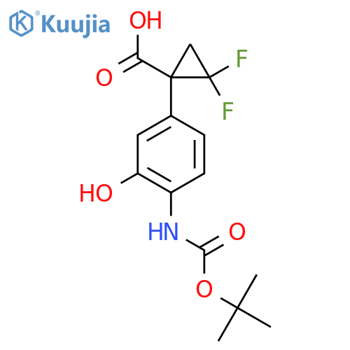 1-(4-{(tert-butoxy)carbonylamino}-3-hydroxyphenyl)-2,2-difluorocyclopropane-1-carboxylic acid structure