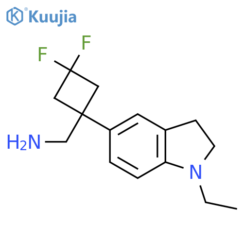 1-(1-ethyl-2,3-dihydro-1H-indol-5-yl)-3,3-difluorocyclobutylmethanamine structure