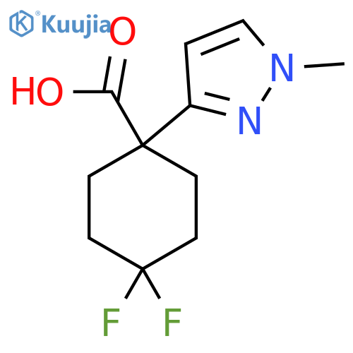 4,4-difluoro-1-(1-methyl-1H-pyrazol-3-yl)cyclohexane-1-carboxylic acid structure