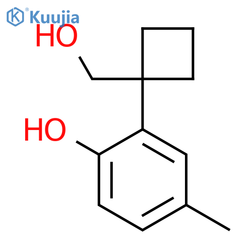 2-1-(hydroxymethyl)cyclobutyl-4-methylphenol structure