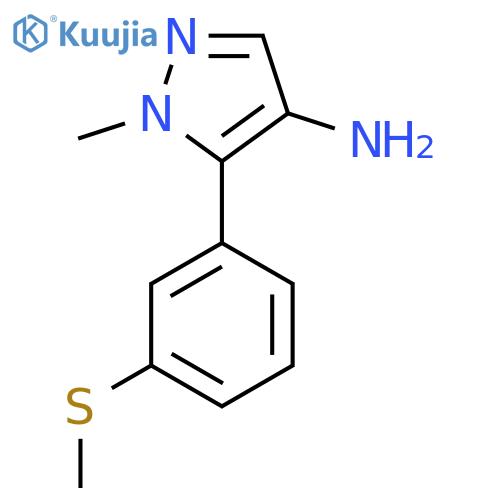 1-methyl-5-3-(methylsulfanyl)phenyl-1H-pyrazol-4-amine structure