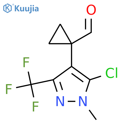 1-5-chloro-1-methyl-3-(trifluoromethyl)-1H-pyrazol-4-ylcyclopropane-1-carbaldehyde structure