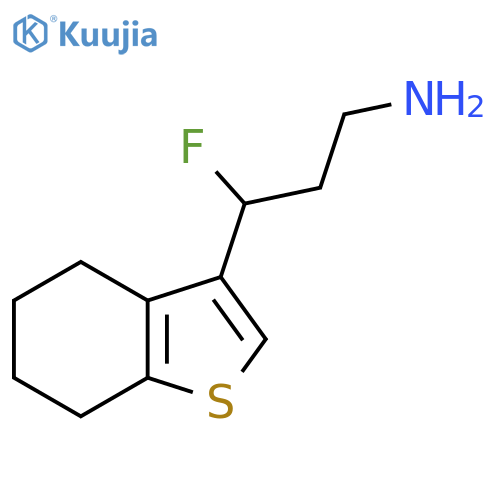 3-fluoro-3-(4,5,6,7-tetrahydro-1-benzothiophen-3-yl)propan-1-amine structure