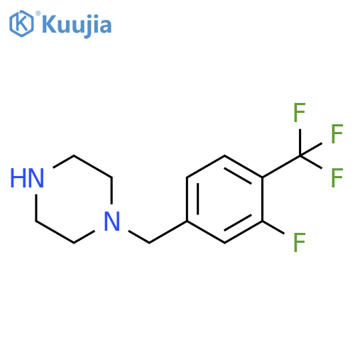 1-{3-fluoro-4-(trifluoromethyl)phenylmethyl}piperazine structure