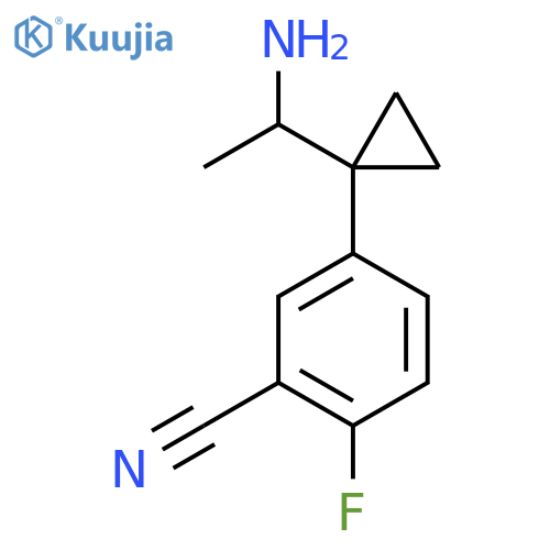 5-1-(1-aminoethyl)cyclopropyl-2-fluorobenzonitrile structure