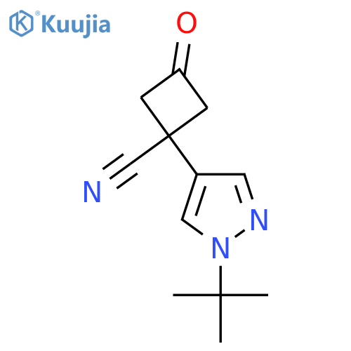 1-(1-tert-butyl-1H-pyrazol-4-yl)-3-oxocyclobutane-1-carbonitrile structure