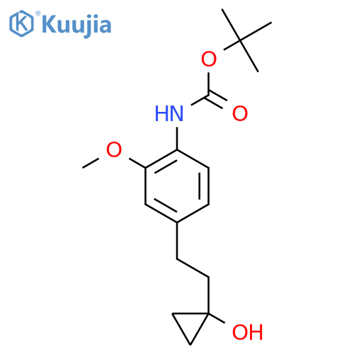 tert-butyl N-{4-2-(1-hydroxycyclopropyl)ethyl-2-methoxyphenyl}carbamate structure