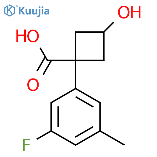 1-(3-fluoro-5-methylphenyl)-3-hydroxycyclobutane-1-carboxylic acid structure