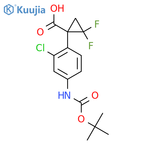 1-(4-{(tert-butoxy)carbonylamino}-2-chlorophenyl)-2,2-difluorocyclopropane-1-carboxylic acid structure