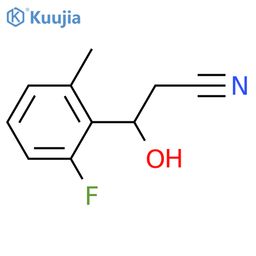 3-(2-fluoro-6-methylphenyl)-3-hydroxypropanenitrile structure