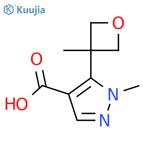 1-methyl-5-(3-methyloxetan-3-yl)-1H-pyrazole-4-carboxylic acid structure