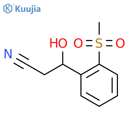 3-hydroxy-3-(2-methanesulfonylphenyl)propanenitrile structure