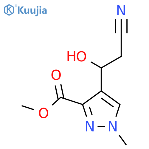 methyl 4-(2-cyano-1-hydroxyethyl)-1-methyl-1H-pyrazole-3-carboxylate structure