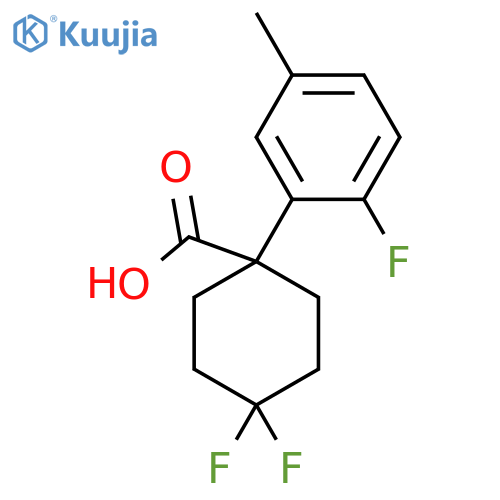 4,4-difluoro-1-(2-fluoro-5-methylphenyl)cyclohexane-1-carboxylic acid structure