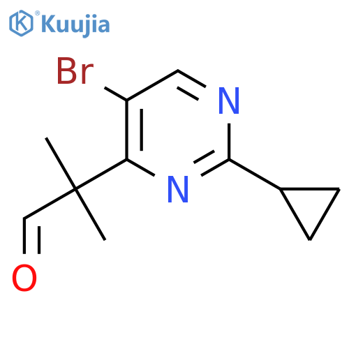 2-(5-bromo-2-cyclopropylpyrimidin-4-yl)-2-methylpropanal structure