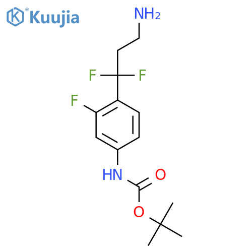 tert-butyl N-4-(3-amino-1,1-difluoropropyl)-3-fluorophenylcarbamate structure