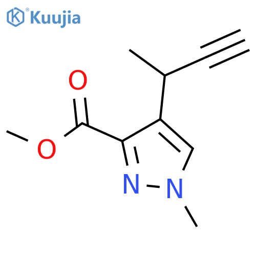 methyl 4-(but-3-yn-2-yl)-1-methyl-1H-pyrazole-3-carboxylate structure